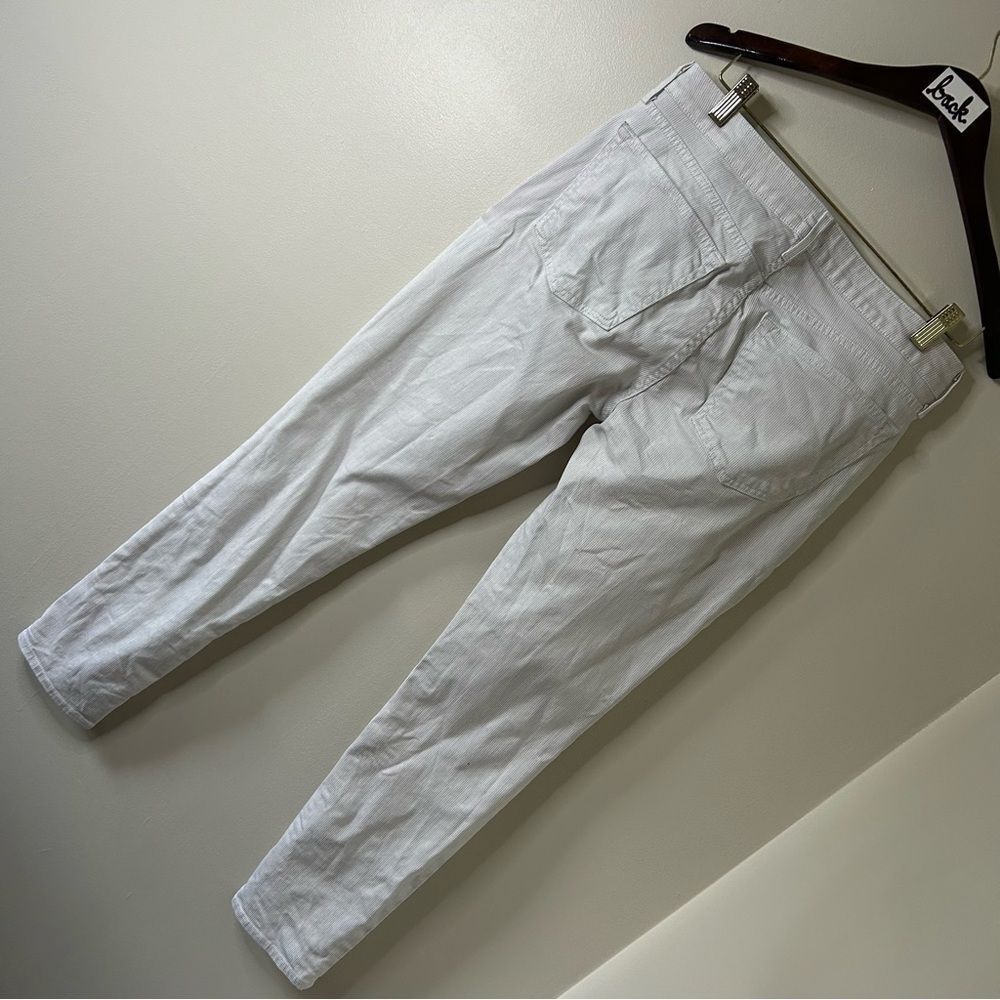 Cache Cream Skinny Jean Pants Shimmery Metallic Pinstripes 10 Made in USA Preppy - Picture 8 of 13